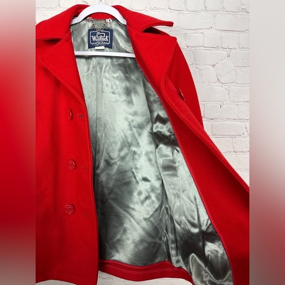 Woolrich Pea Coat Jacket Womens 10 Large Red Thick Wool VTG USA Classic - Picture 8 of 8